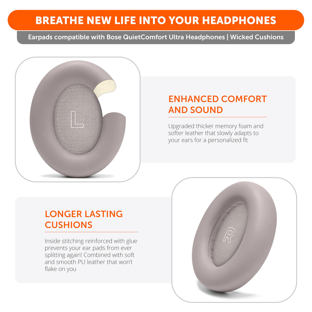 WC PadZ QC Ultra – Upgraded Replacement Earpads Compatible with Bose QuietComfort Ultra Gen 1 & Gen 2 by Wicked Cushions | Enhanced Comfort, Thickness & Durability | 90's Black