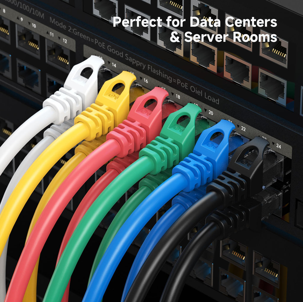 Cable Matters 1Gbps 8-Pack Snagless Short Cat 5e Ethernet Cable - 1ft, Gigabit Cat5e Cable, Cat5e Ethernet Cord, Black
