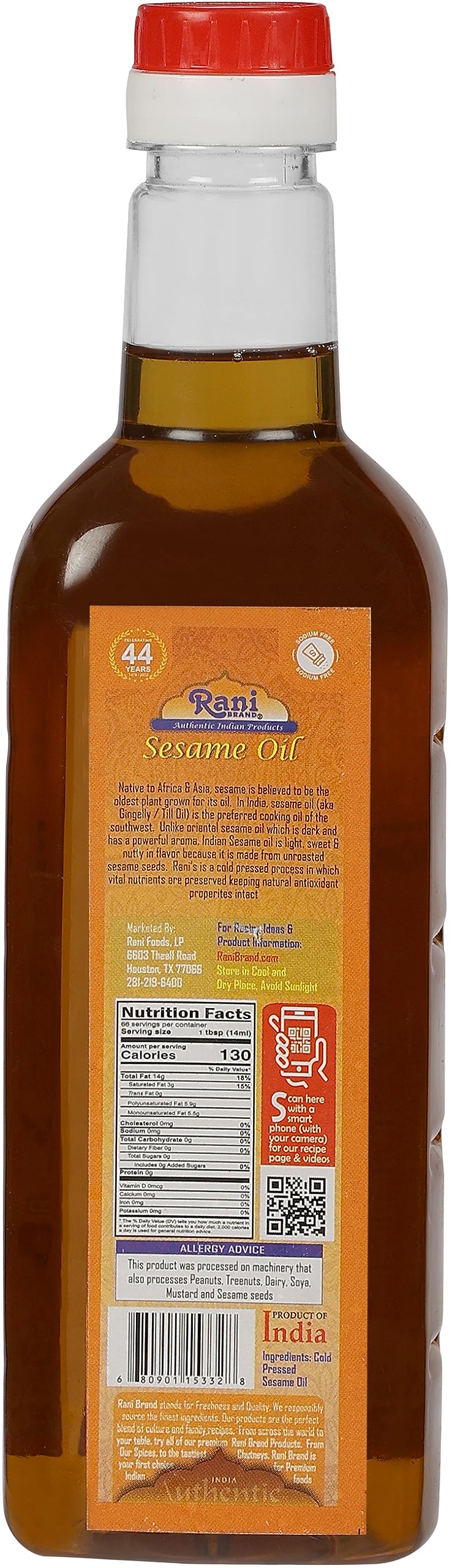Rani Premium Oils Combo Set of 3 - Peanut Oil, Mustard Oil, Sesame Oil 16.9 Ounce (500ml) ~ Cold Pressed | 100% Natural | Kosher | NON-GMO | Vegan | Gluten Free