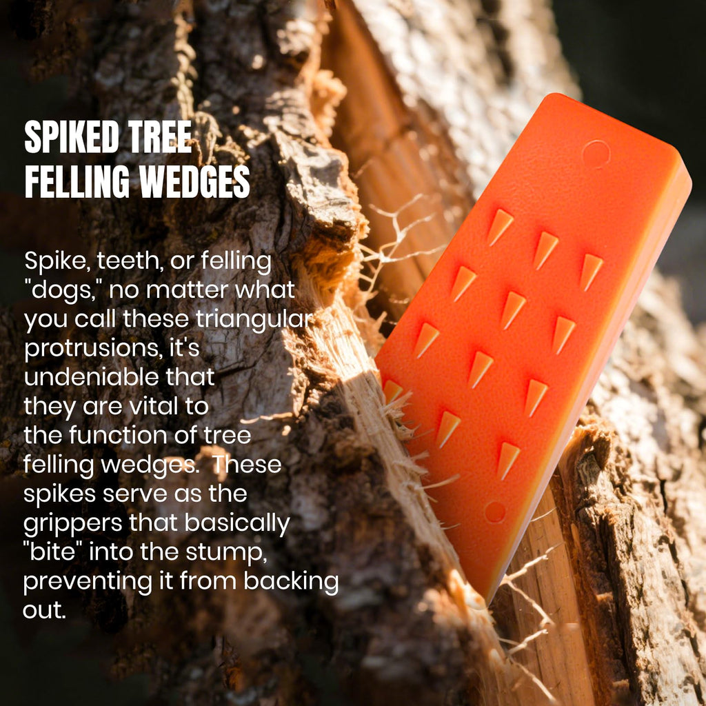AR-PRO 6 Pack Tree Felling Wedges with Spikes for Safe Tree Cutting – 5.5” Wedges with Storage Bag; 6 Felling Dogs to Guide Trees Stabilize and Safely to Ground for Loggers and Fallers