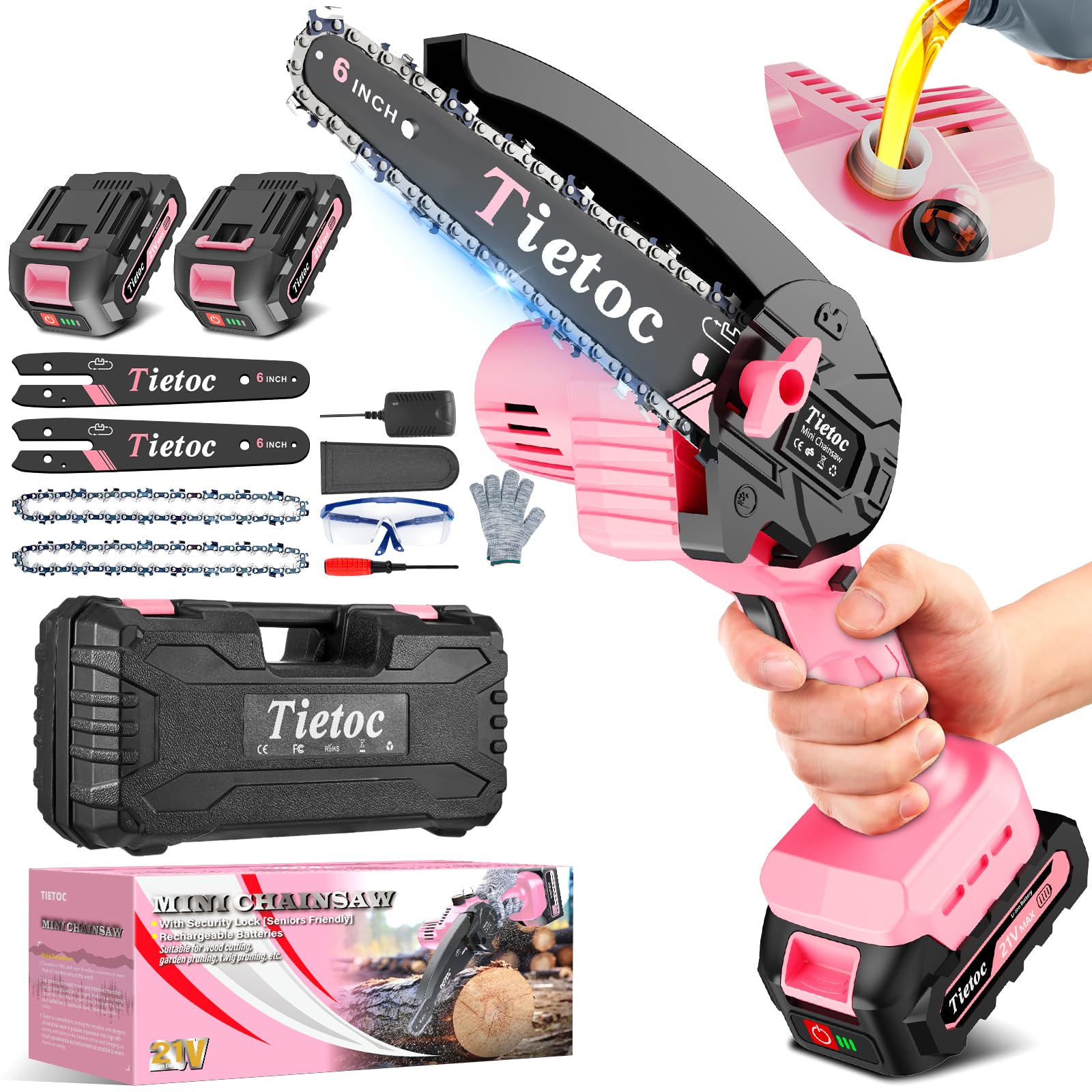 Tietoc Chainsaw 6 Inch Mini Electric Chainsaw Cordless Battery Powered, Hand Held Saw for Wood/Trees Trimming, Tools for Household and Garden, Chain Saw Gift for Men Dad Husband Fathers Gardener 2026