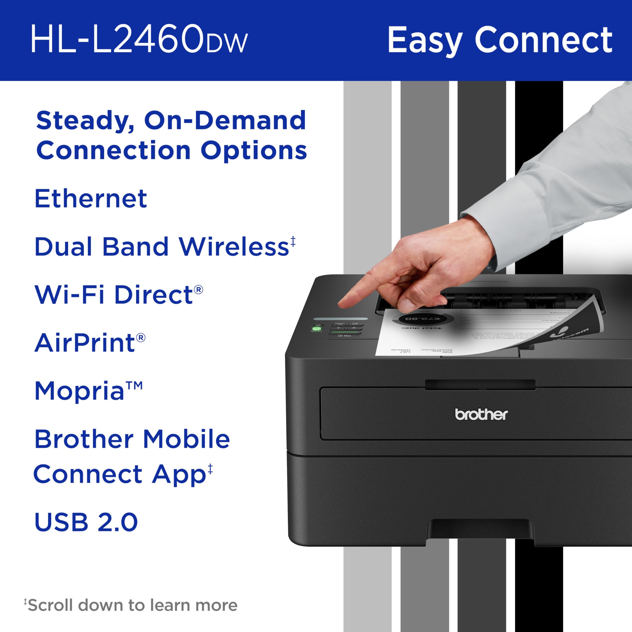 Brother HLL2460DW Printer and TN830XL 2-Pack Black High Yield Toner