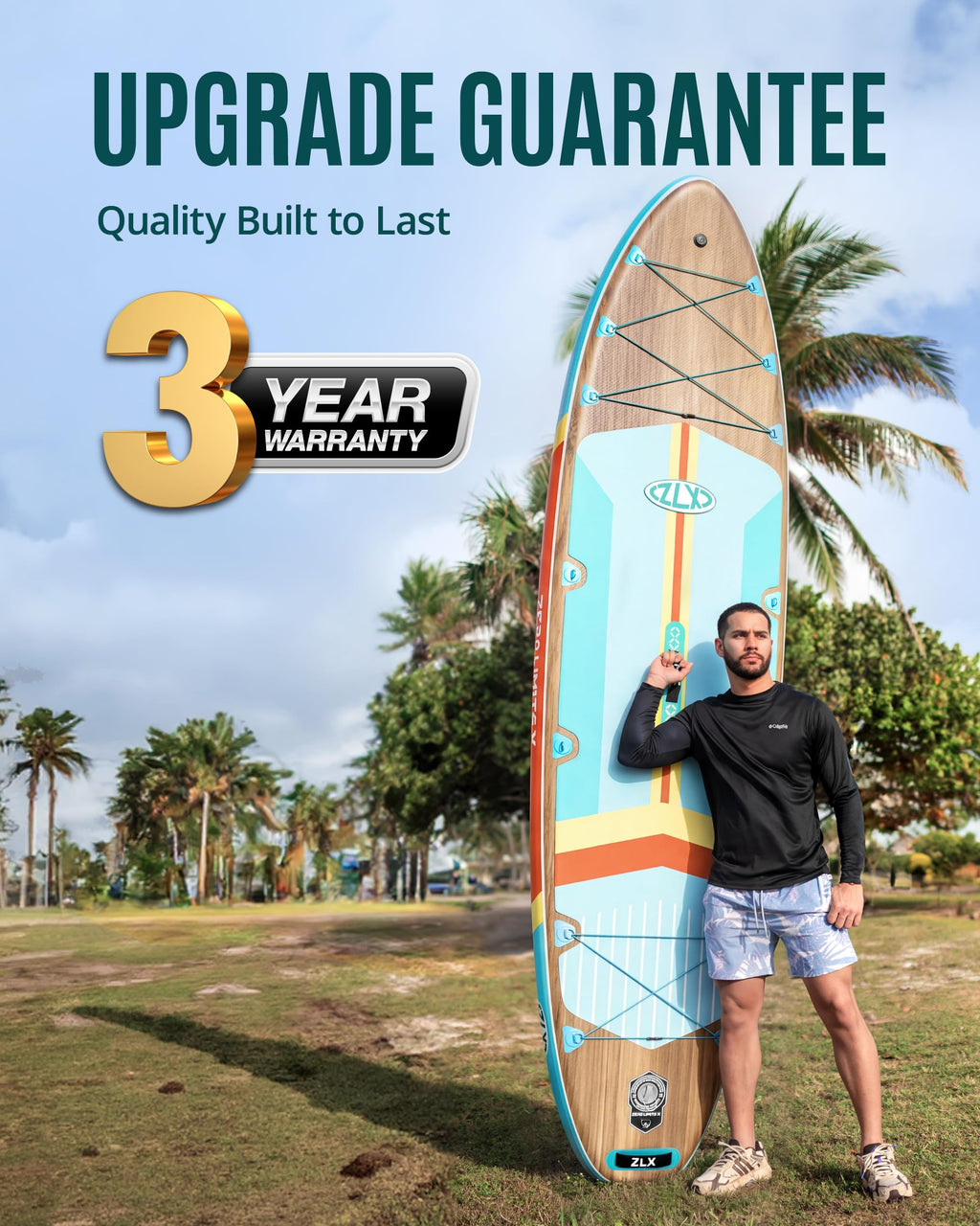 ZLX 11'6"x35" Ultra Wide Inflatable Stand Up Paddle Board | Stable Non-Slip Deck Pad, Unique Fin System, Premium SUP Accessories & Backpack - Upgraded Pump for Adults, All Skill Levels