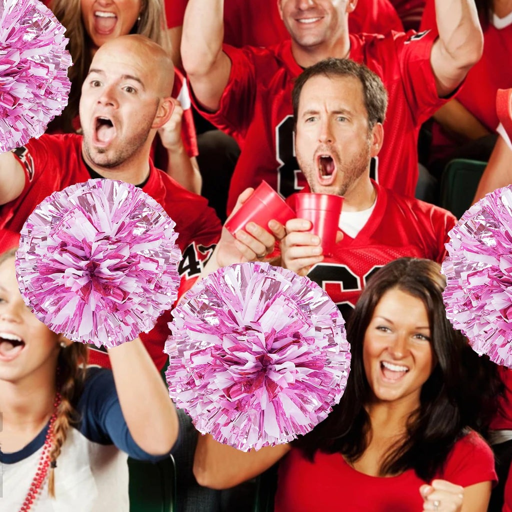 4Pcs Metallic Cheerleading Pom Poms, Creatiee 2 Pair Cheerleader Cheering Squad Pompoms for School Sports Dance Games Team Spirit Cheer
