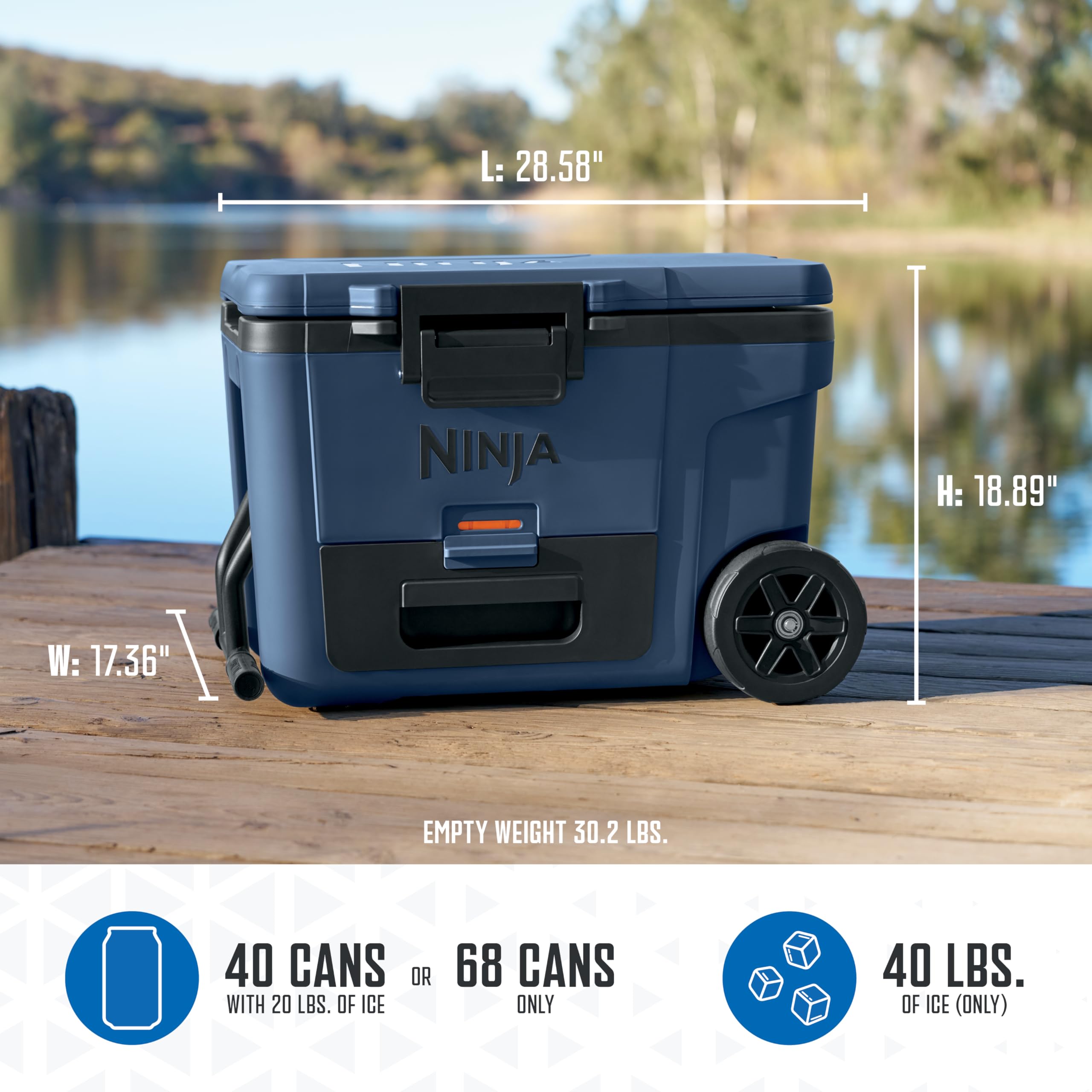 Ninja FrostVault | 65qt Wheeled Cooler with Cold Dry Zone | Integrated Fridge-Temp Dry Storage Drawer | Premium Heavy-Duty Insulated Cooler | Keeps Ice for Days | Charcoal Gray | FB265CG