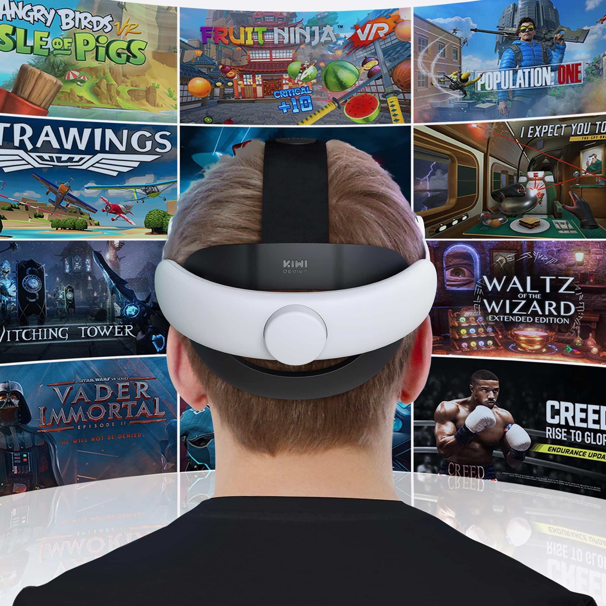 KIWI design K2 Comfort Head Strap Accessories Compatible with Oculus/Meta Quest 2, Elite Strap Replacement for Enhanced Support of VR Headset, NOT for Meta Quest 3/3S