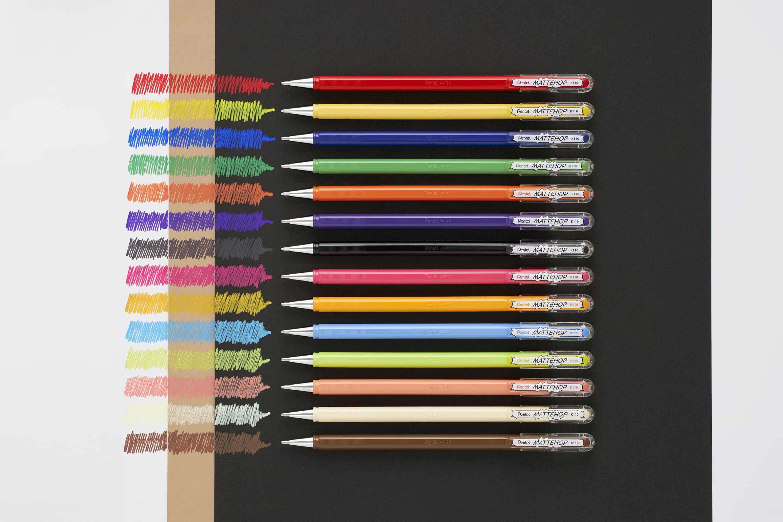 Pentel Matte Hop Original + Sweet Color Ballpoint Pen, 14 Colors K110-V14ST