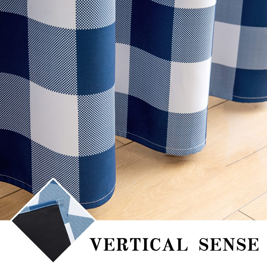 MIULEE Buffalo Plaid Curtains for Farmhouse Bedroom, Blackout Window Drapes with Grommets for Living Room Darkening Light Blocking and Thermal Insulated Set of 2 Panels, W 52" x L 63" Black and White