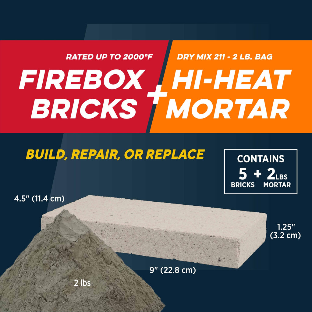 Rutland Dry Mix 211 Refractory Mortar 2.5 Pound - USA-Made High Temperature Mortar for Masonry - 2550°F Fire Cement Patch for Fireplace Brick, Fire Pit, Kiln, Forge & Pizza Oven Repair