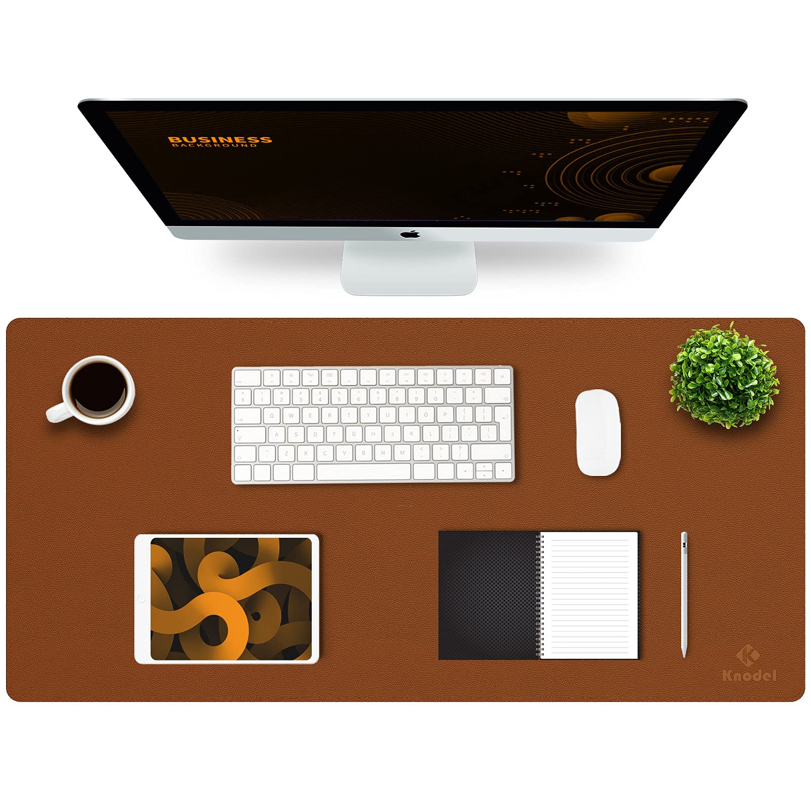 K KNODEL Small Office Leather Desk Mat, Mouse and Keyboard Pad, Computer and Laptop Mat, Desktop Protector and Cover, Writing Pad and Blotter (23.6"x13.8", Black)