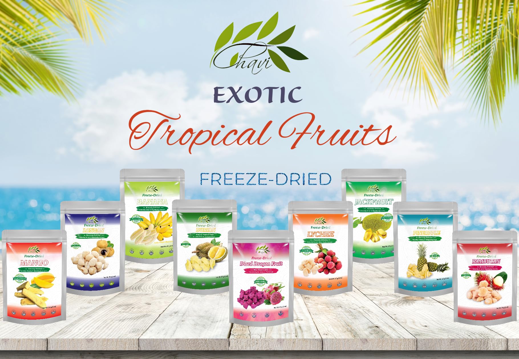 CHAVI Freeze Dried Fruits - Mixed | 6 in 1 | No Added Sugars or Preservatives - Non-GMO, Vegan, Gluten-Free | Gift Box | 230 g | 8.1 oz | 6 Cans