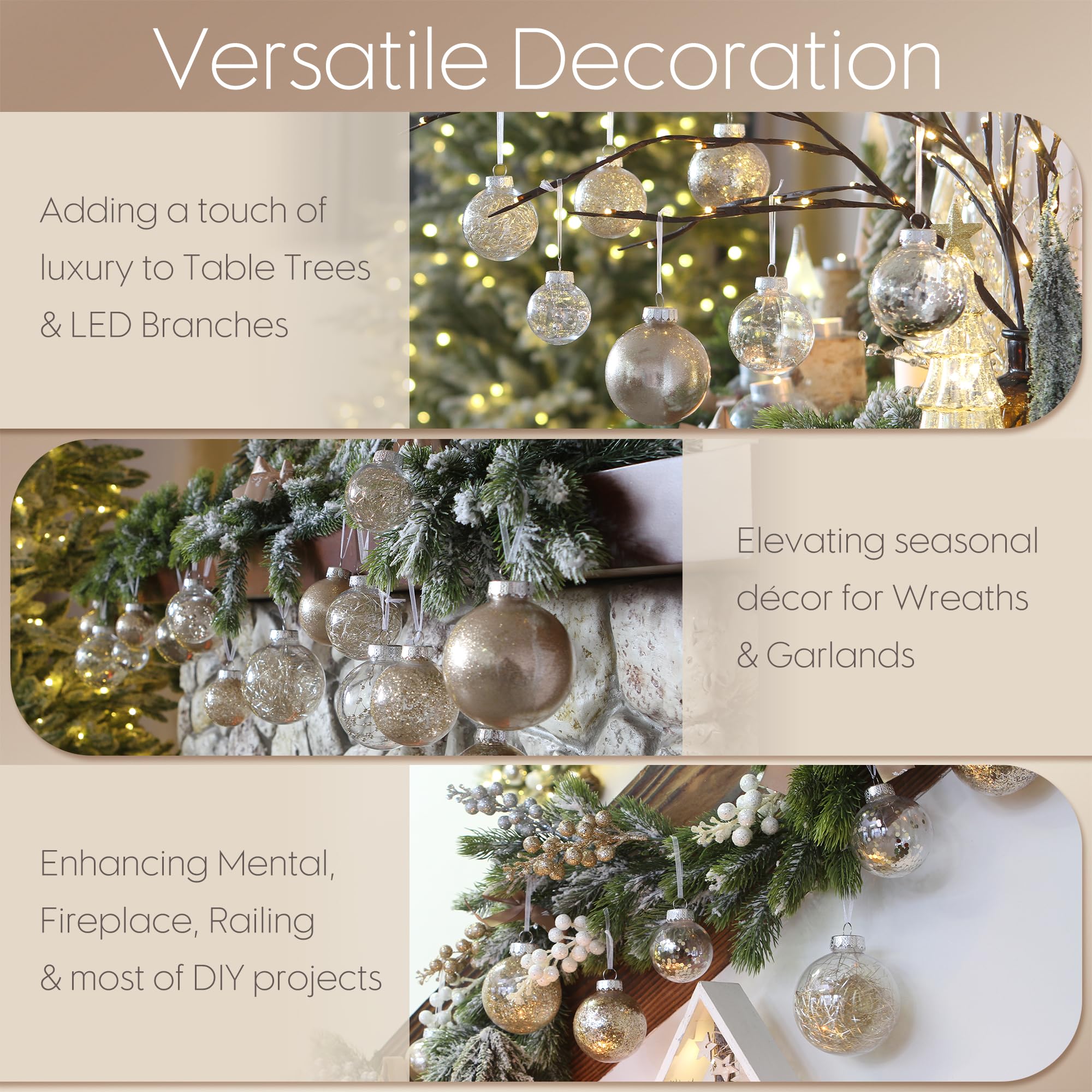 Sea Team Shatterproof Clear Plastic Christmas Ball Ornaments Decorative Xmas Balls Baubles Set with Stuffed Delicate Decorations (80mm/3.15 inch 20-Pack, Babyblue)