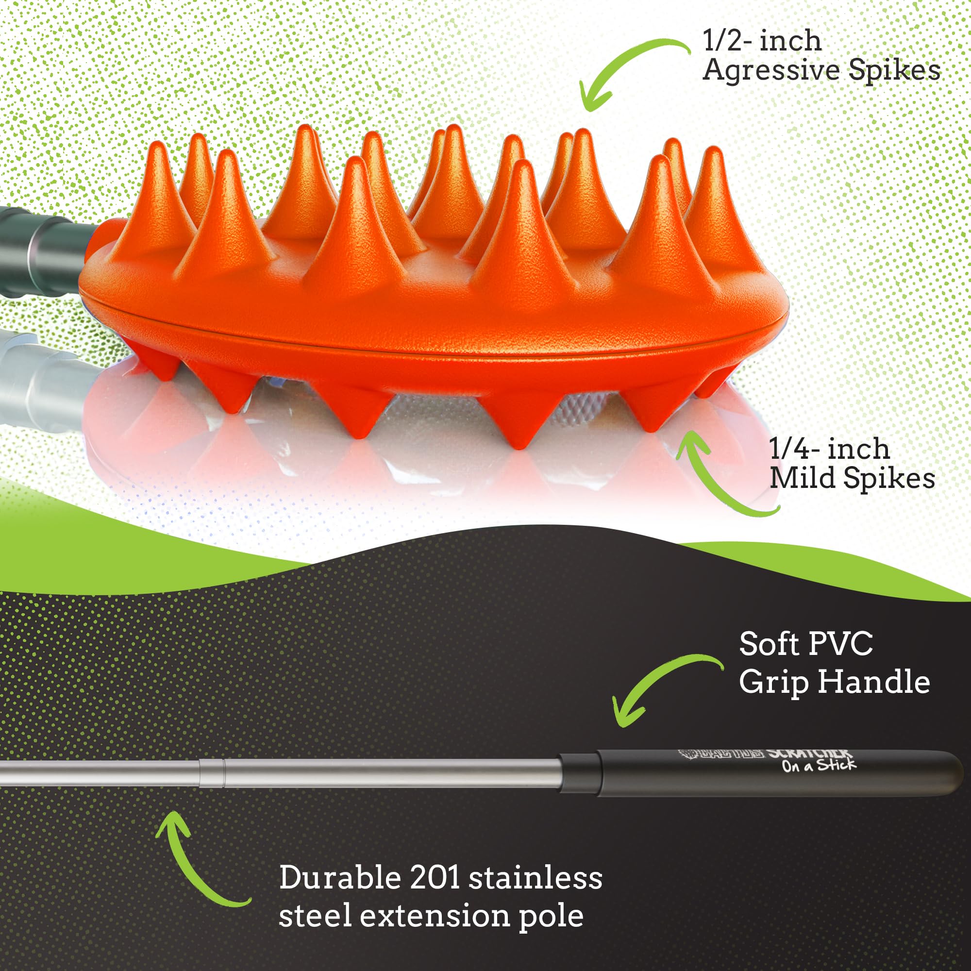 Cactus Scratcher Extendable Big Stick Back Scratcher - Extends 29" Long Double Sided Retractable Scratching Tool for Hand, Neck, Head, and Body - Universal Gift for Family, Pets, and Friends, Glow