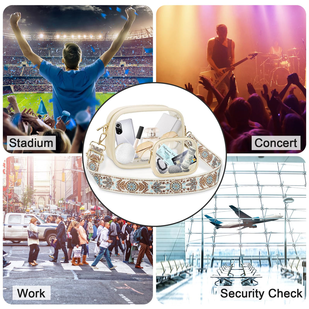 KETIEE Clear Crossbody Bag, Stadium Approved Clear Purse Bag for Concerts Sports Events Festivals
