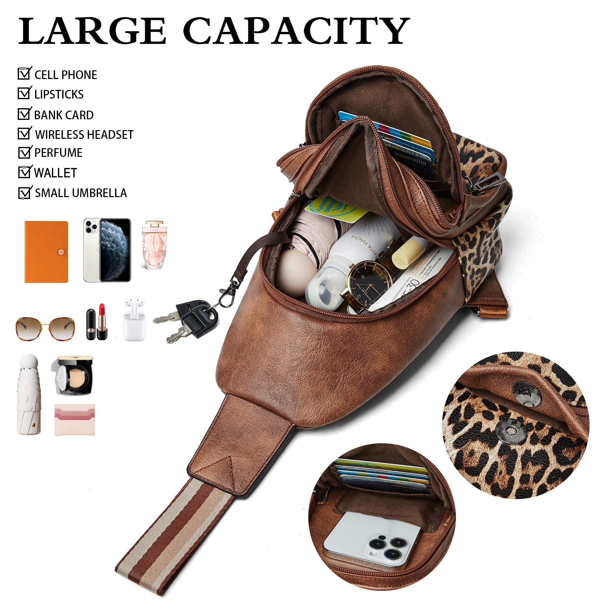 Sling Bag Crossbody Bags for Women Small Cross Body Bag Fanny Packs Chest Sling Purse for Daily Travel Leisure Sport