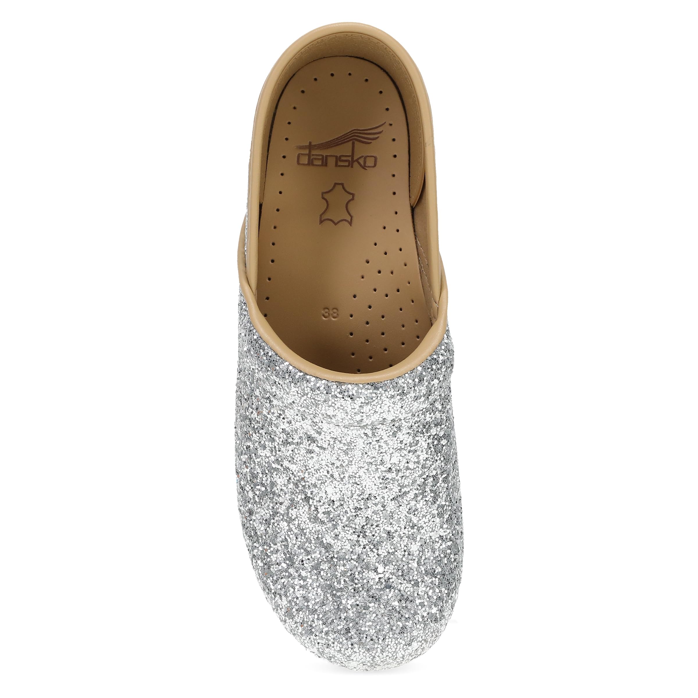 Dansko Professional Glitter Slip-On Clogs for Women – Rocker Sole and Arch Support for Comfort – Shiny and Stylish Glitter Uppers