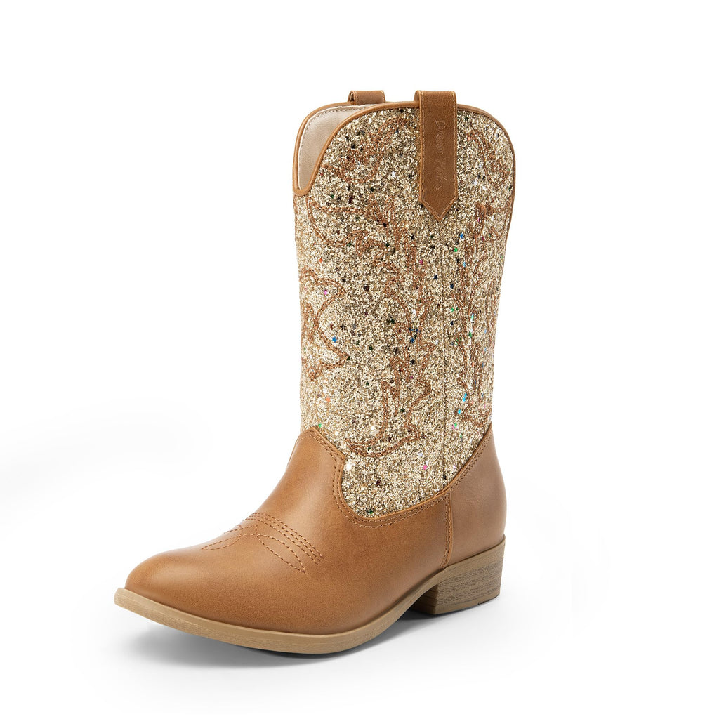 DREAM PAIRS Cowgirl Cowboy Western Boots Girls Mid Calf Riding Shoes Little Kid/Big Kid