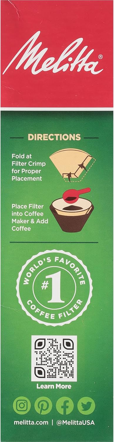 Melitta #4 Cone Coffee Filters, Bamboo, 80 Count (Pack Of 6), 480 Total Filters - Fits all 8-12 Cup Cone Coffee Makers and Pour-Overs, Compostable, Tear-Resistant, Made in USA