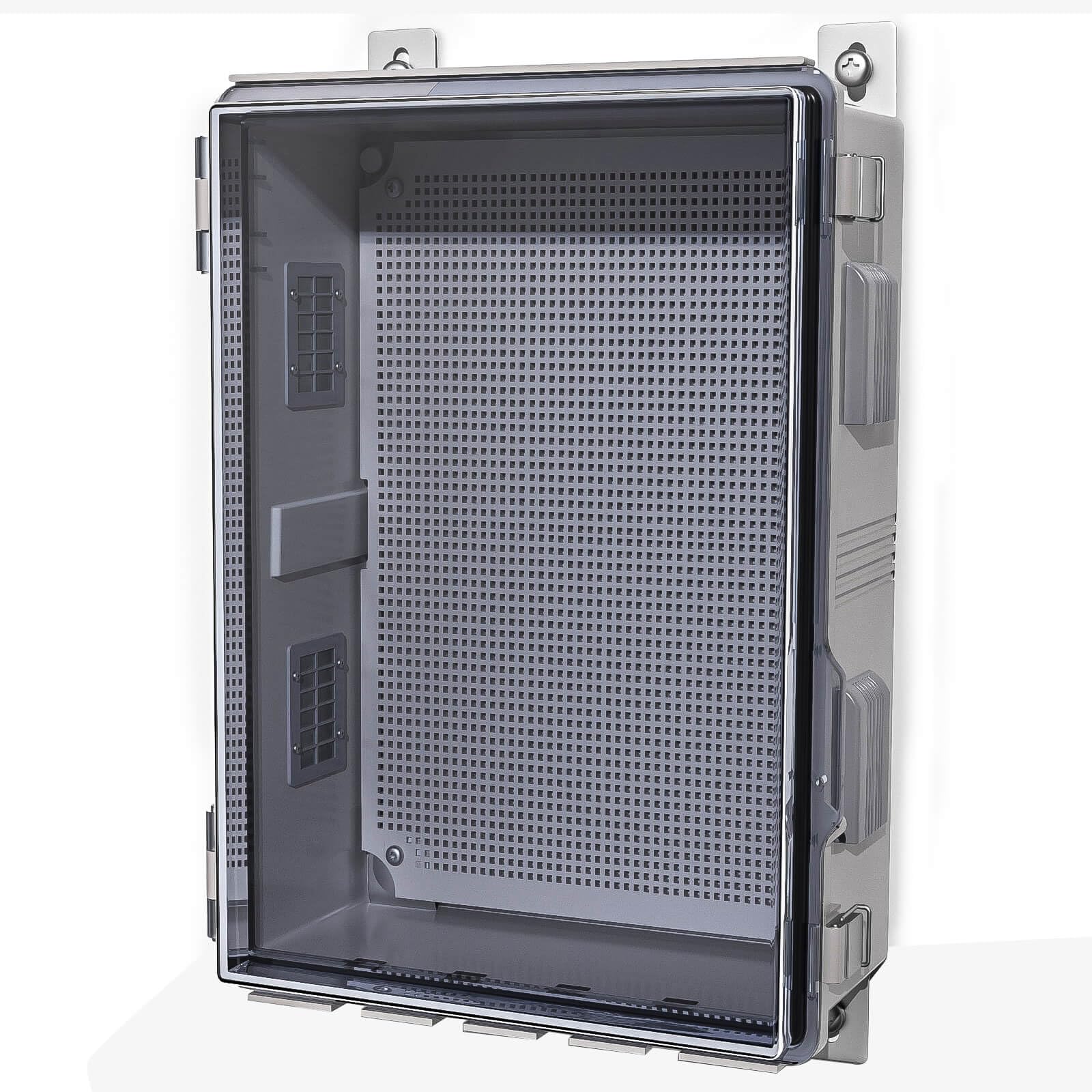 ABS Electrical Junction Box, Ventilated Design, Cable Grommets, IP65 Waterproof Enclosure, Indoor/Outdoor Use with Mounting Panel. (Clear Cover, 8.7"x6.7"x4.3")