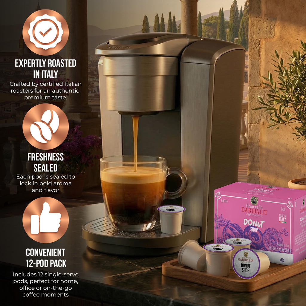 Caffè Garibaldi Colombian Coffee Pods, for Keurig K-Cup Brewers, Single Serve Cups with 100% Arabica Blend for Coffee Makers, 12 Count Recyclable Pods - Medium Roast