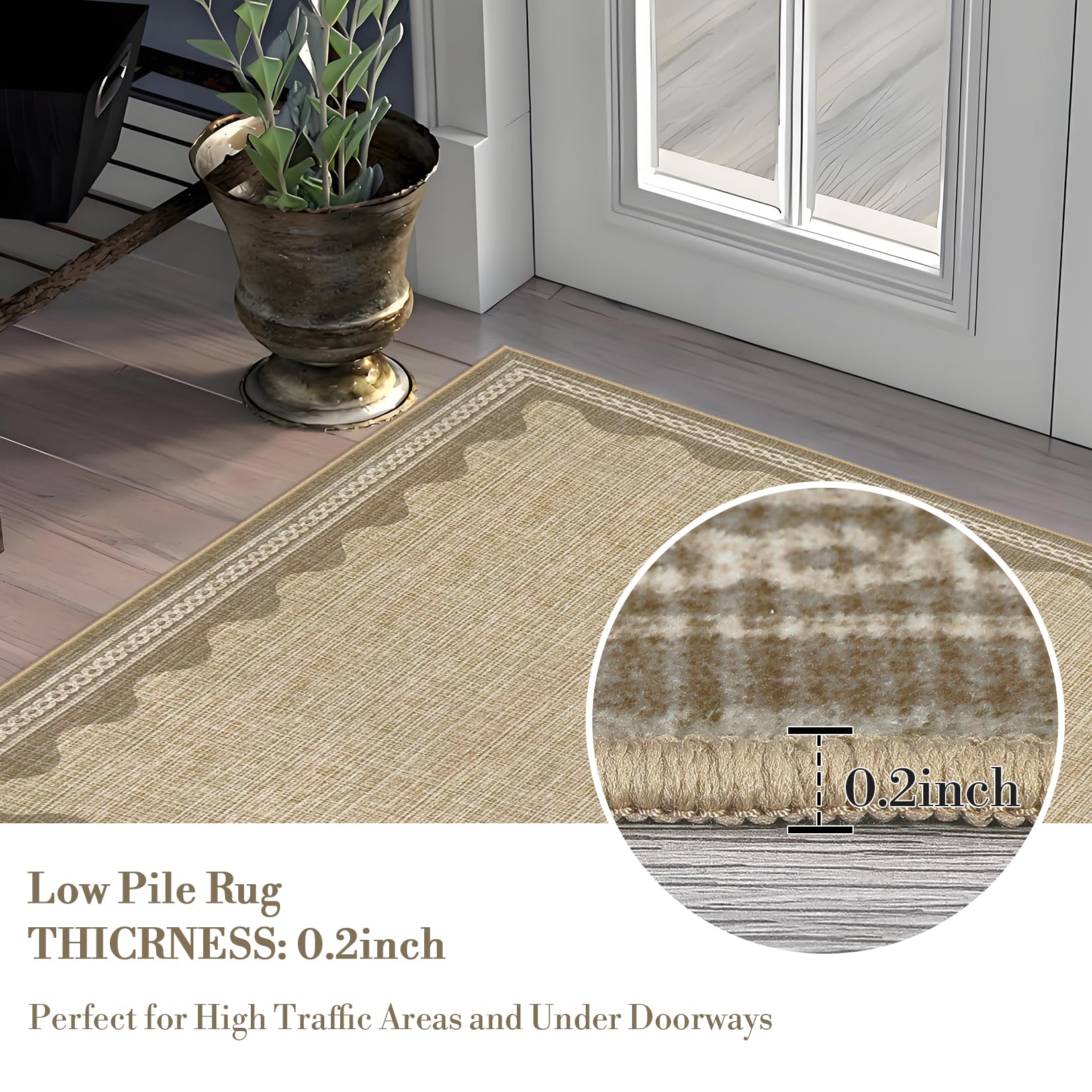 Scalloped Rug 2x3 Rugs for Entryway, Solid Blue Rugs Small Area Rug Non Slip Scalloped Bath Mat, Washable Front Door Mat Indoor Entrance,Soft Girls Nursery Dorm Carpet for Bedroom Kitchen