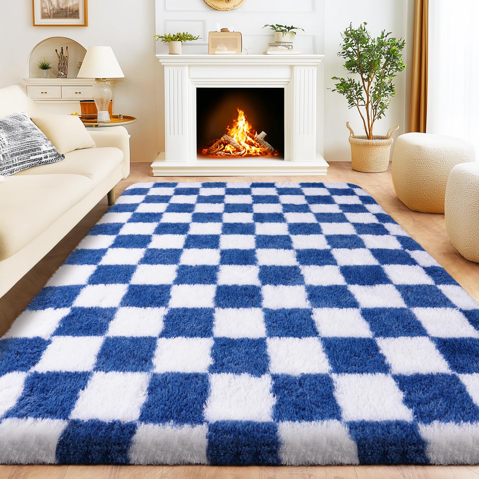 Awaytail Fluffy Rug Washable 2x3 Feet, Pure Black Desk Chair Rug Non-Slip, Super Soft Kids Rug for Boys Nursery Dorm Decor