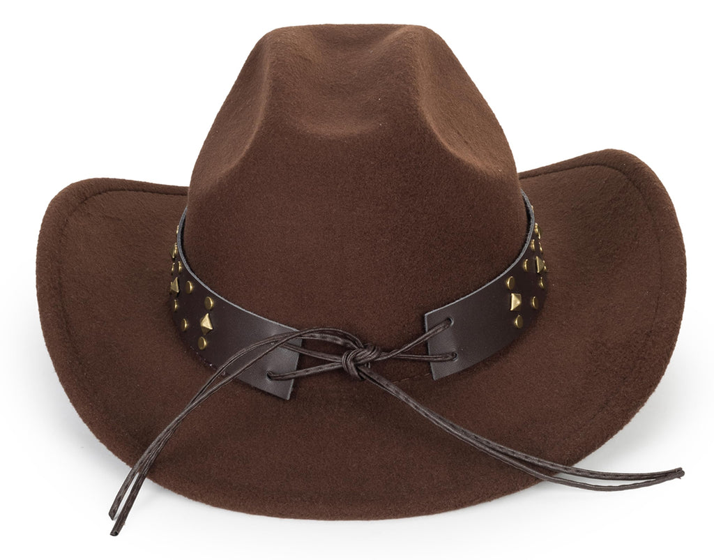 Vintage Western Cowboy Hat for Men Women - Wide Brim Cowgirl Fedora Hats with Braided Rope Band M