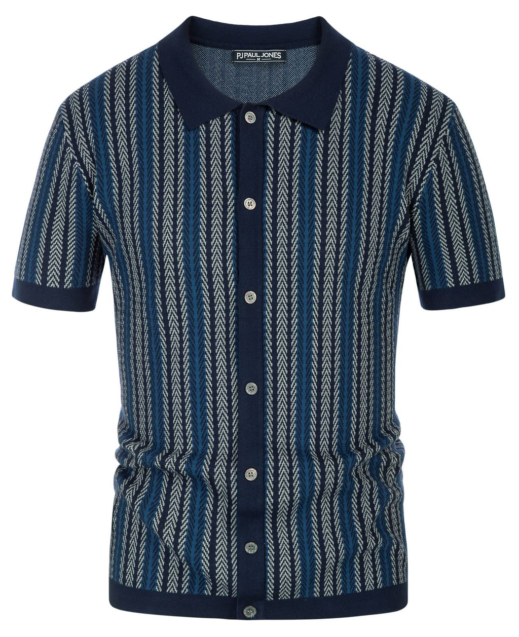 PJ PAUL JONES Men's Polo Shirts Retro Knit Shirt Vintage Striped Shirt