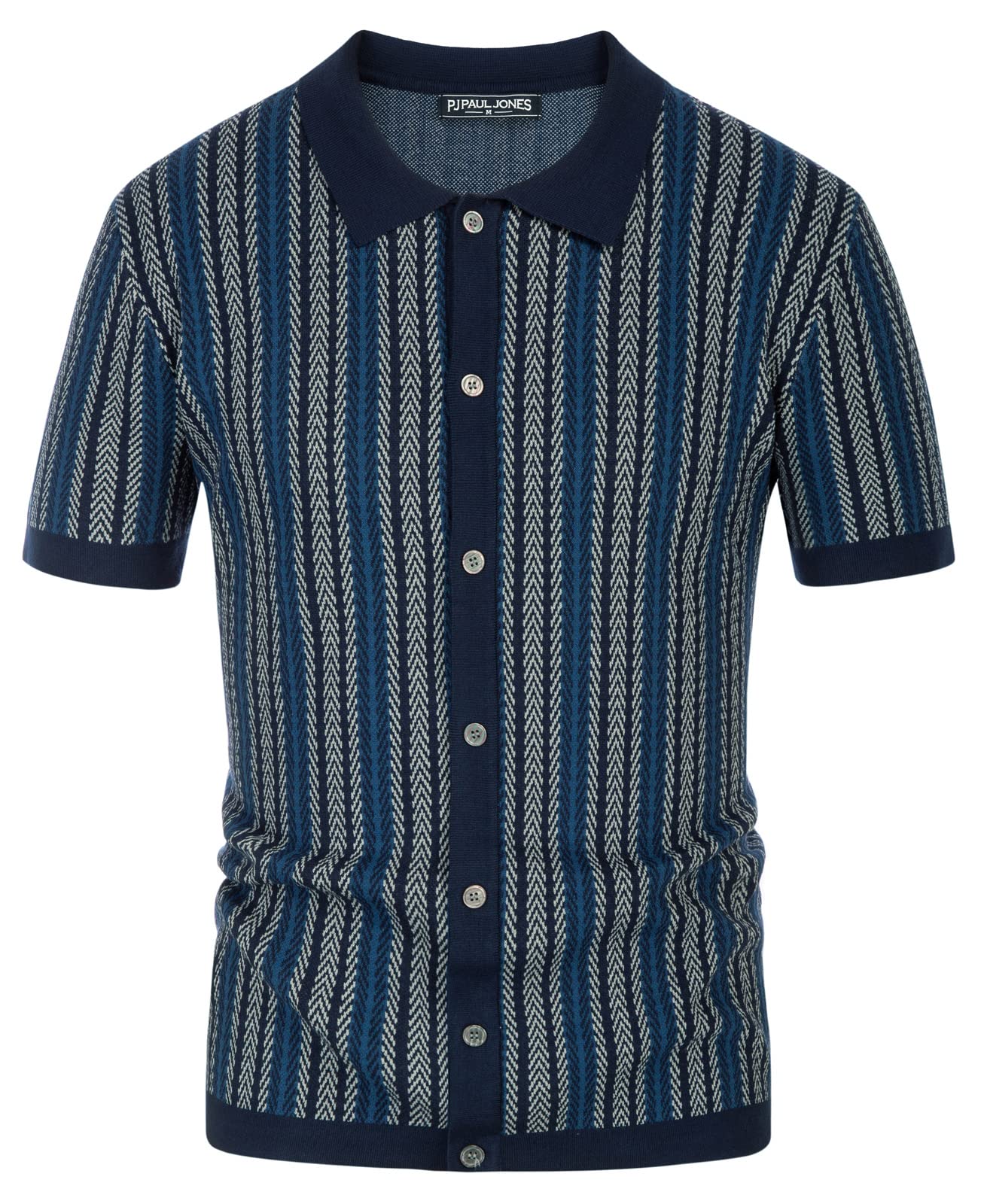 PJ PAUL JONES Men's Polo Shirts Retro Knit Shirt Vintage Striped Shirt