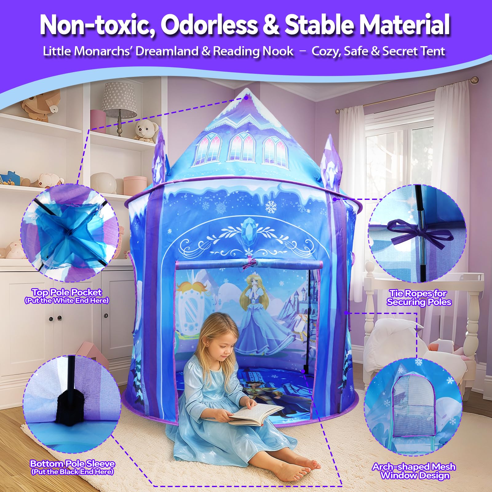 WillingHeart Play Tent for Kids Pretend Playhouse Indoor Outdoor Games Party Children Pop Up Foldable Tent Birthday Toy for Boys Girls Toddler Baby Playroom Gift, Wild Dinosaur Themed