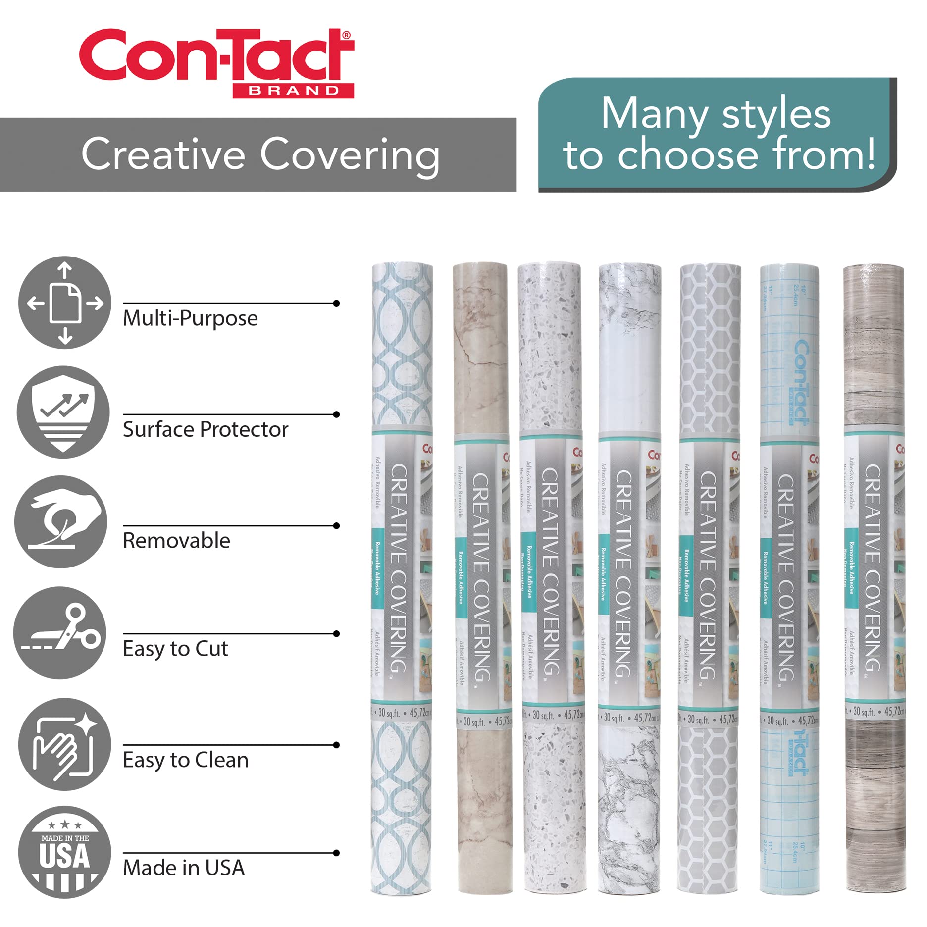 Con-Tact Brand Creative Covering, Self-Adhesive Shelf Liner, Multi-Purpose Vinyl Roll, Easy to Use and Apply, 18'' x 50', Abby Sage