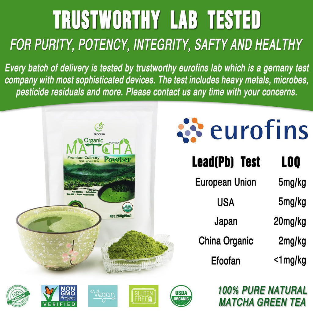 EFOOFAN USDA & COR Certified Organic Ceremonial Grade Matcha Powder – First Harvest Shade-Grown Tencha from Hangzhou, Vibrant Jade Green & Smooth Umami, No Sugar, Ideal for Traditional Tea or Latte (45g Tin)