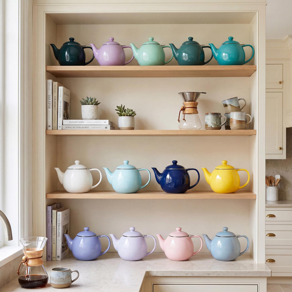 Sweese Porcelain Teapot 27 oz with Infuser for Loose Leaf Tea, Bluish Grey