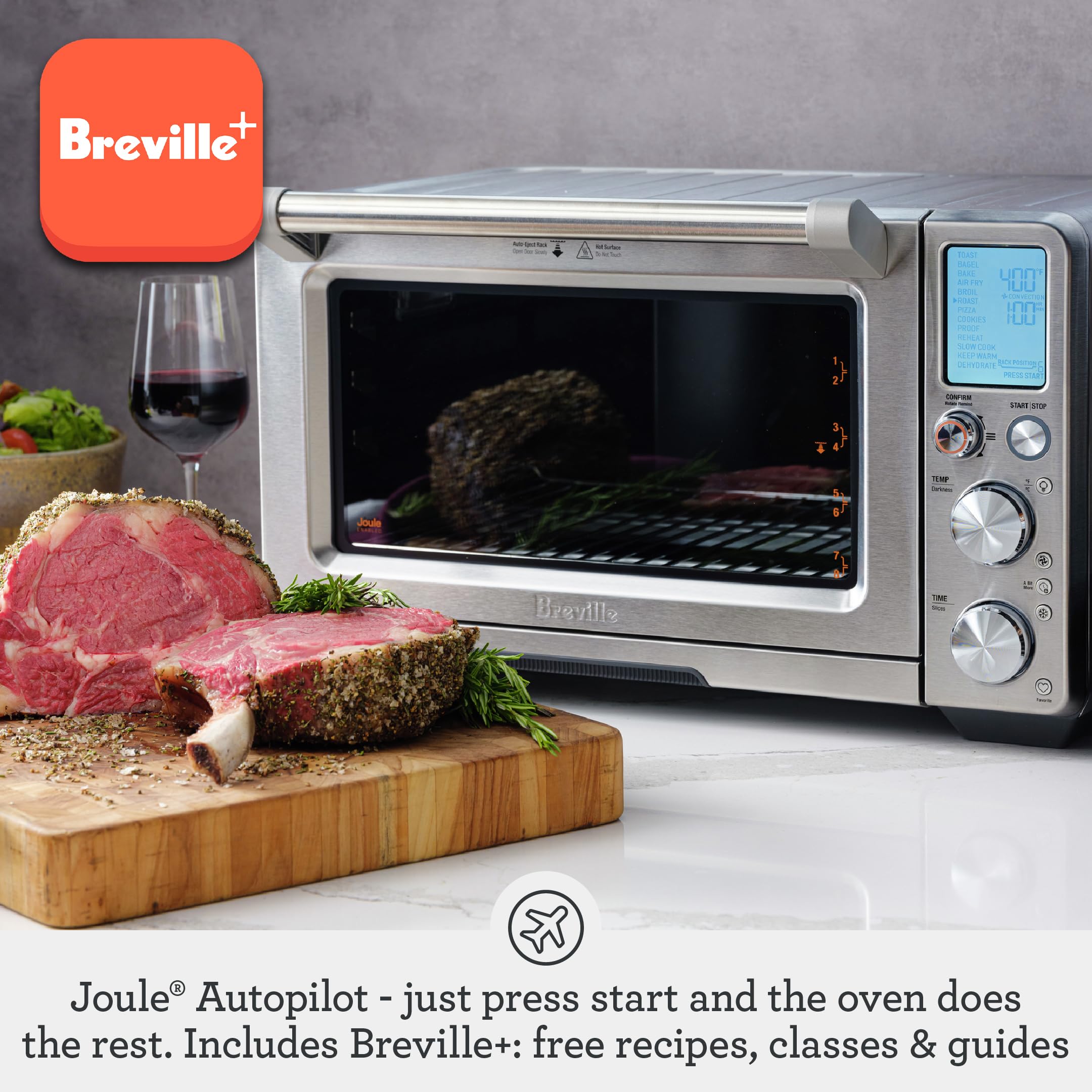 Breville BOV950BST Joule Smart Countertop Oven Air Fryer Pro, Black Stainless Steel