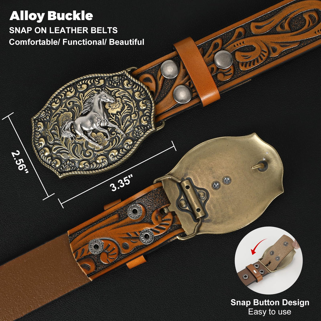 BELTROAD Western Leather Buckle Belt for Men Women Cowboy Cowgirl Mens Leather Belt for Jeans Christmas Men's Belt Gifts