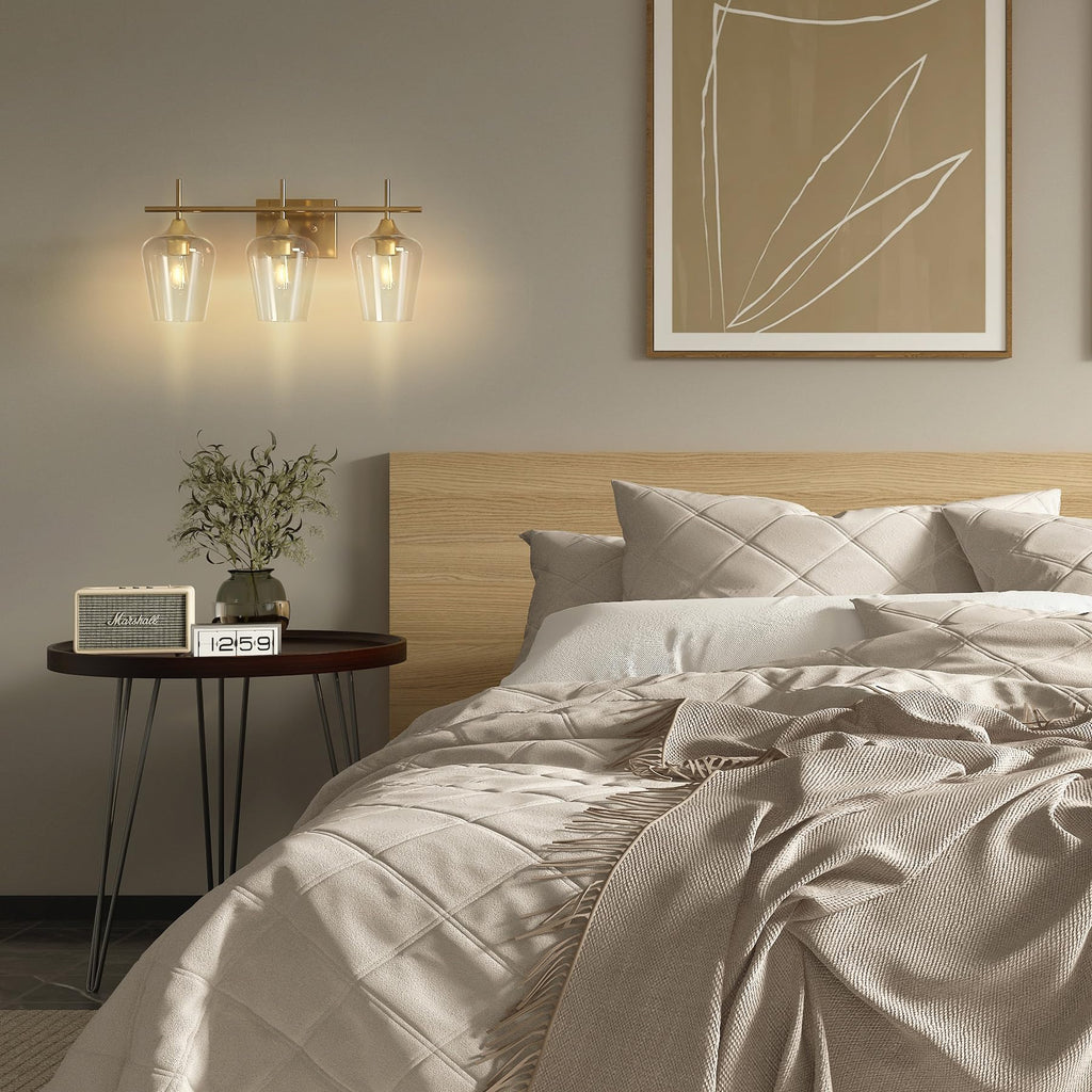 VONLUCE Bathroom Vanity Light, 2 Light Bathroom Light Fixture Over Mirror, Bathroom Wall Lamp with Clear Glass, Modern Brushed Nickel Vanity Lighting fixtures for Bathroom, Bedroom, Hallway