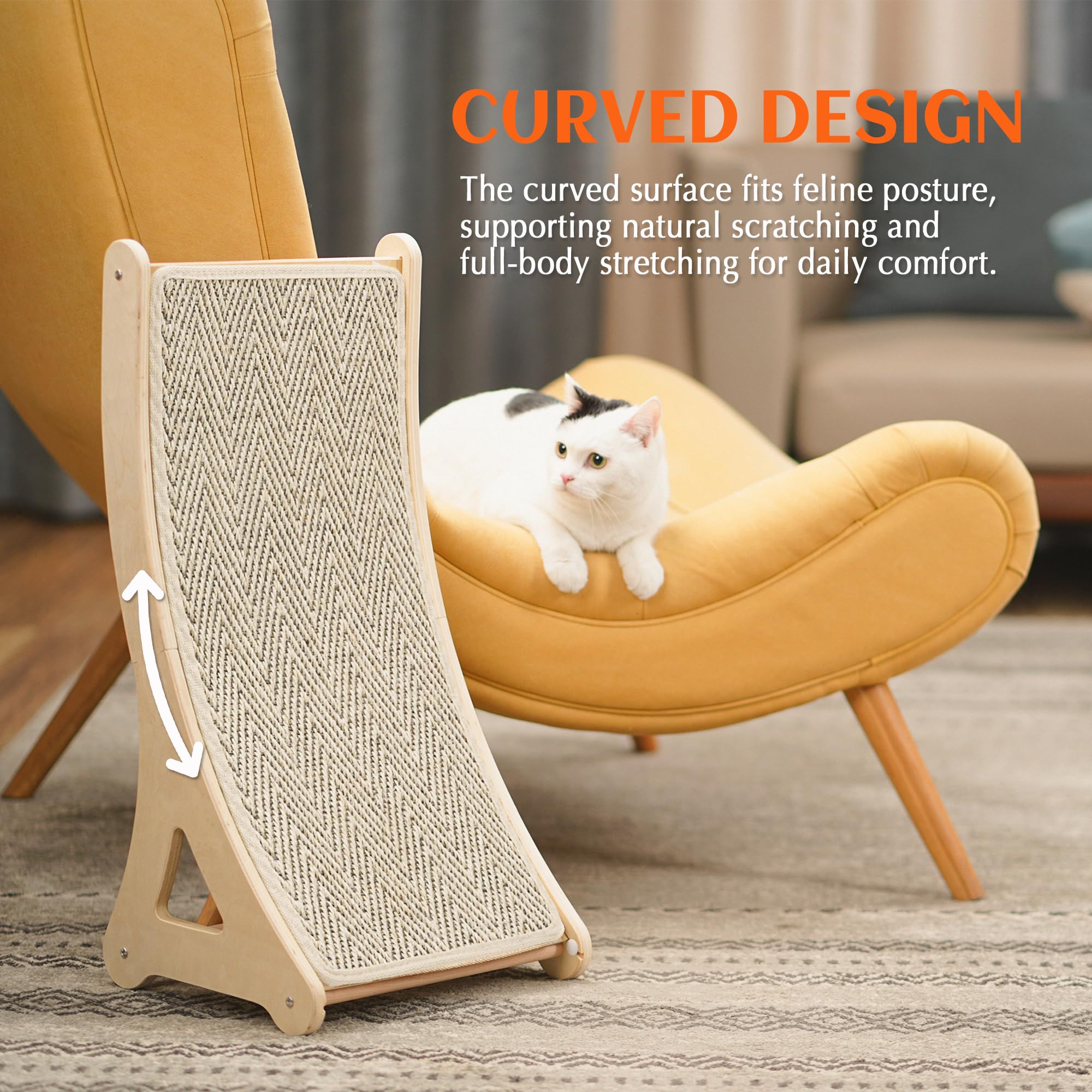PETKARAY Couch Corner Cat Scratcher, 28.5" Sisal Scratching Post for Cats | Corner Wall Scratch Pad for Furniture Protection, Large Vertical Cat Scratching Post with Plush Base