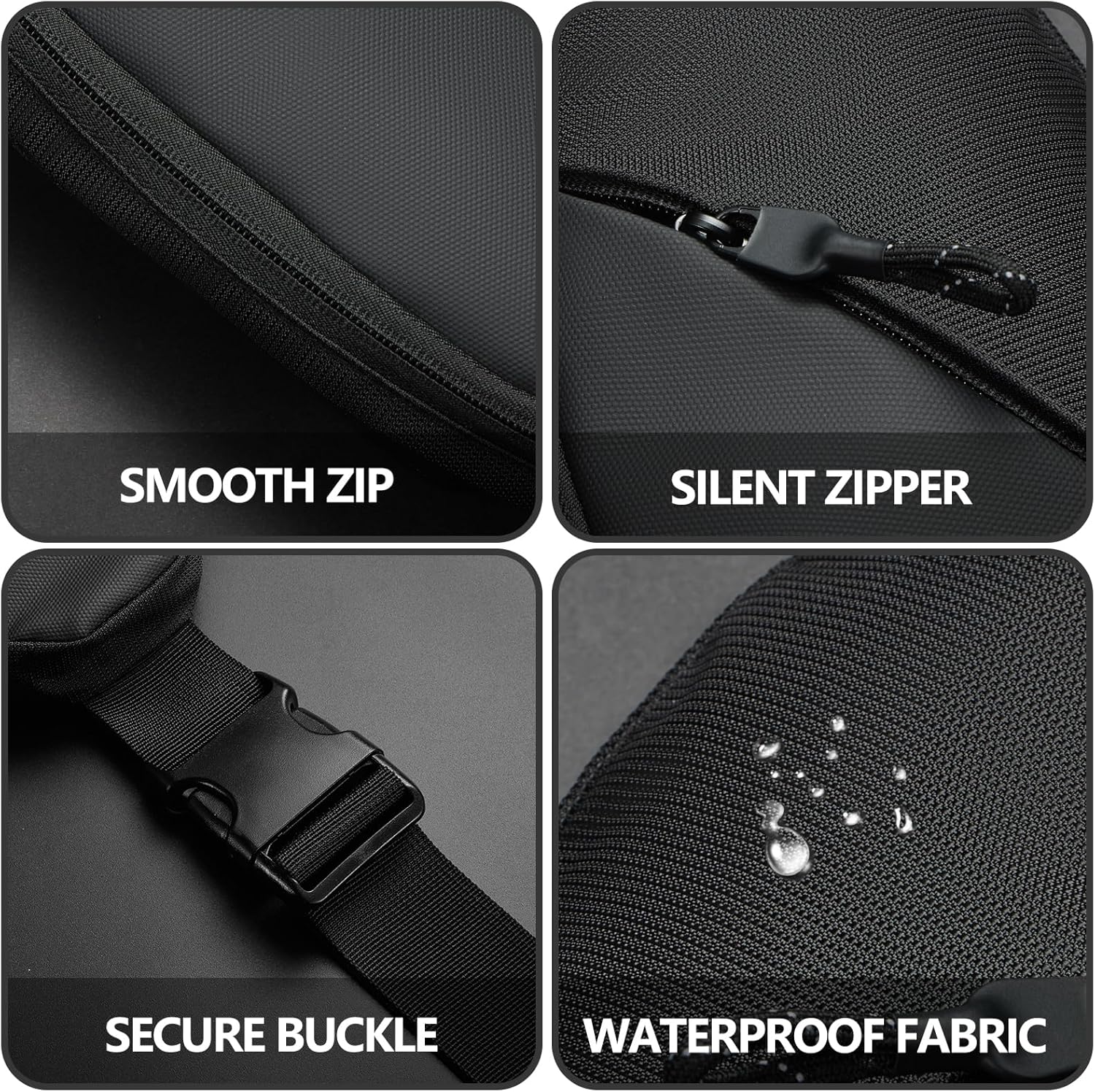 Simptech Sling Bag Fanny Pack Crossbody Chest Bag - Water Resistant Dual Pocket Waist Pack, Adjustable Running Belt & Phone Holder for Men Women Hiking Travel