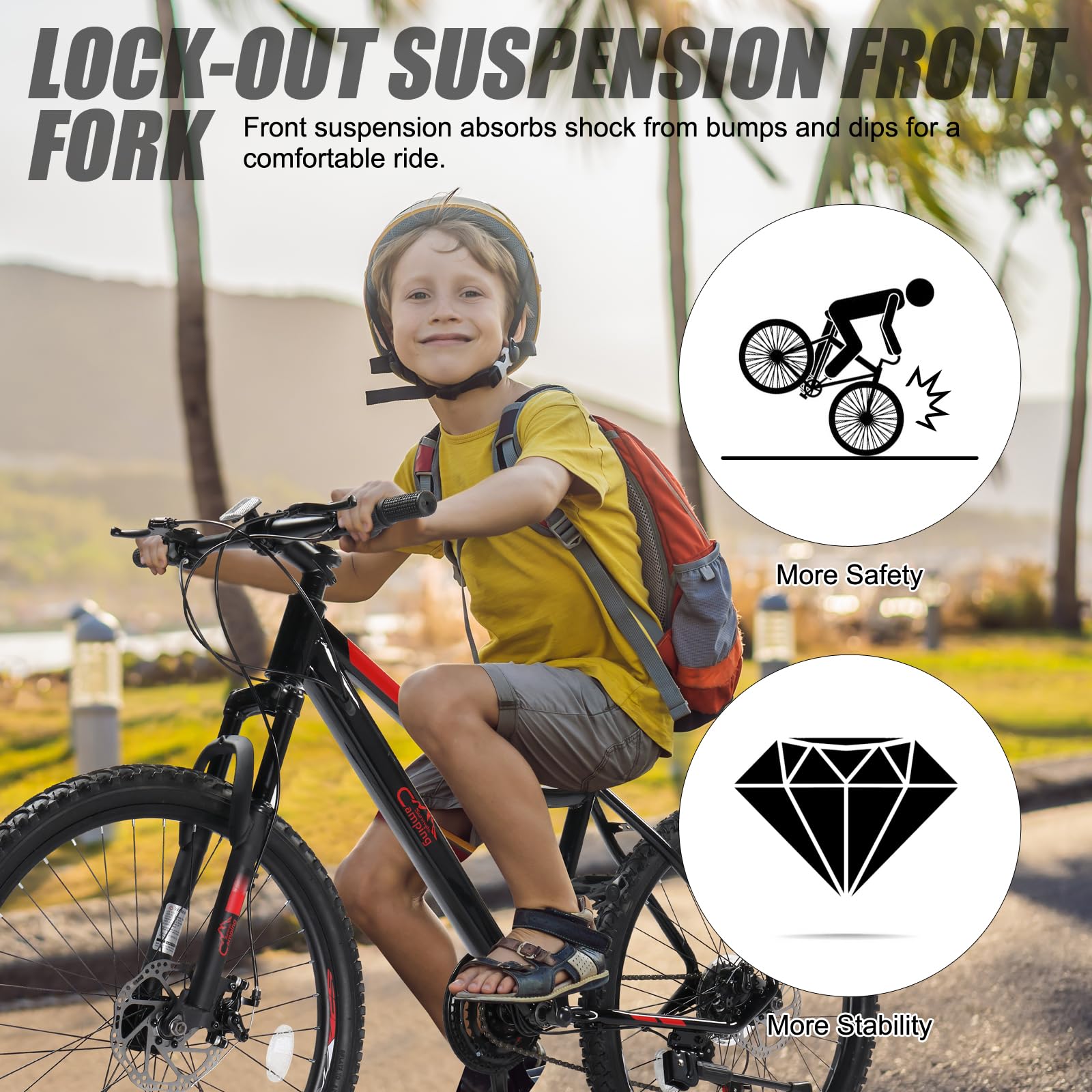 CamPingSurvivals 20/24/26 Inch Mountain Bike for Men/Women,Adult Bicycle | Professional 7or21 Speed Shifting, Dual Disc/V Brakes, Suspension Fork, Comfort Saddle, All-Terrain Tires & Pretty Look