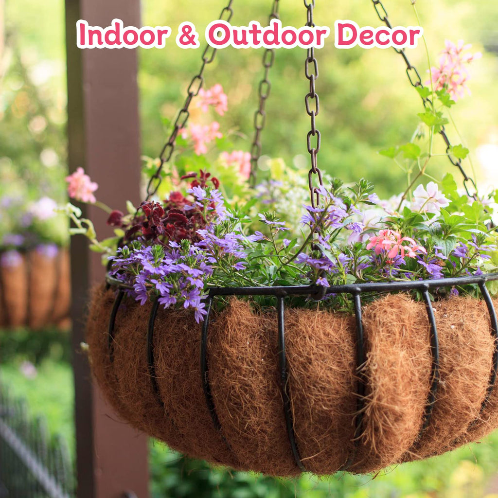 Riare 2 Pack 12 Inch Round Coco Liners Replacement, 100% Natural Coconut Coir Liners for Hanging Baskets, Garden Flower Vegetables Planter Pot, Window Box, Fence, Decks