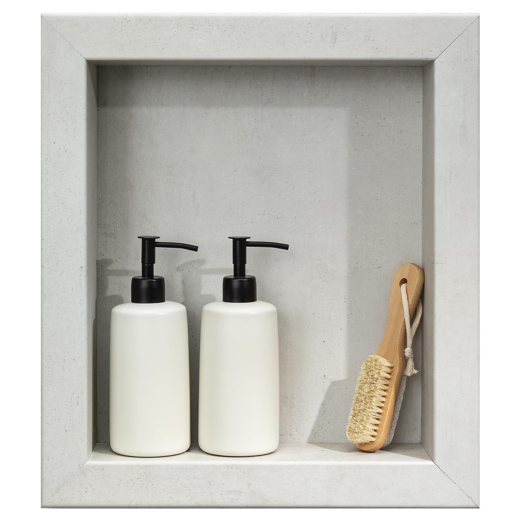 Palisade 17.5 in x 15.5 in Vinyl Shower Niche Ashen Slate | Waterproof Shower Insert