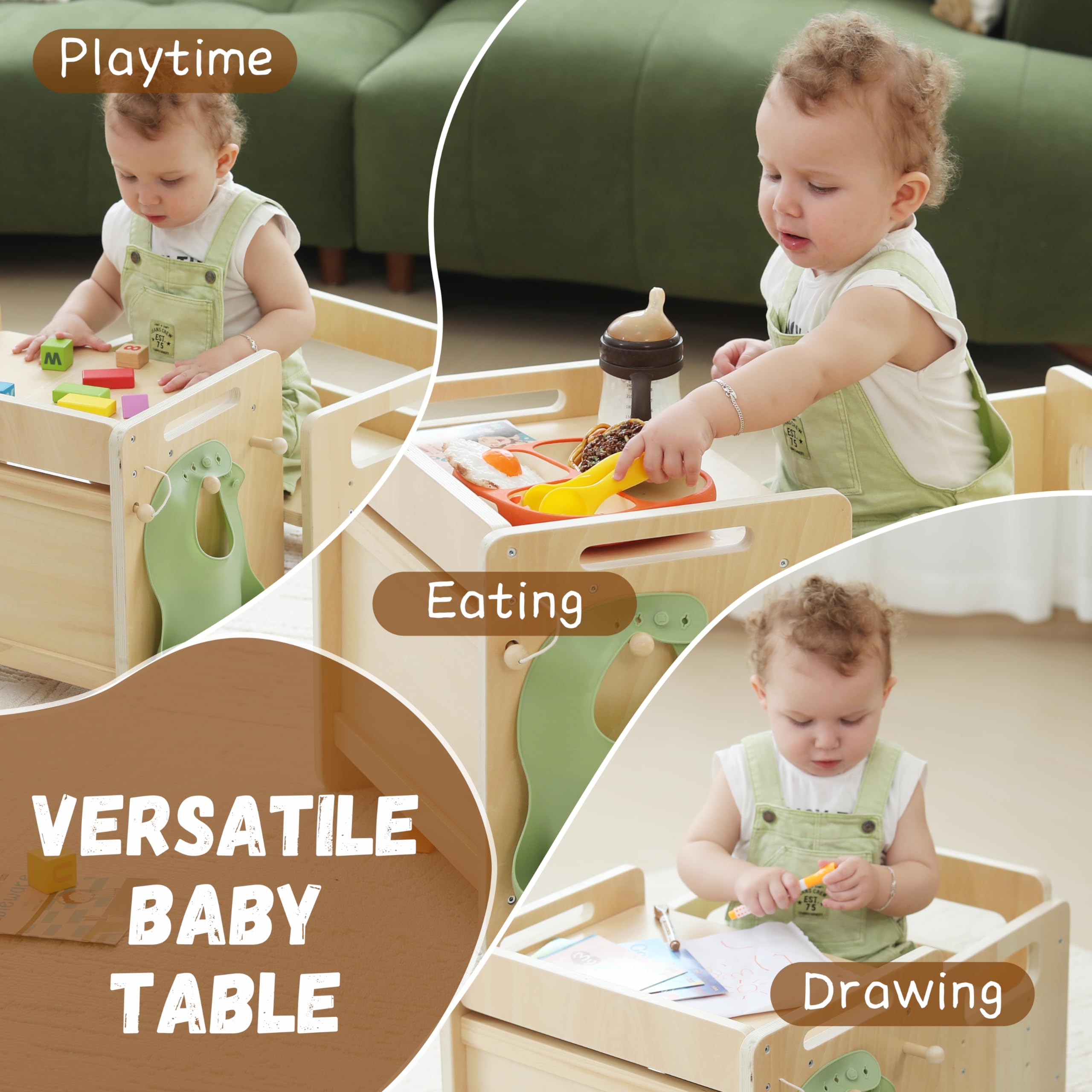 bpmfkid Montessori Weaning Table and Chair Set - Adjustable Design for Toddlers, Ideal for Mealtime, Learning, and Play, Black