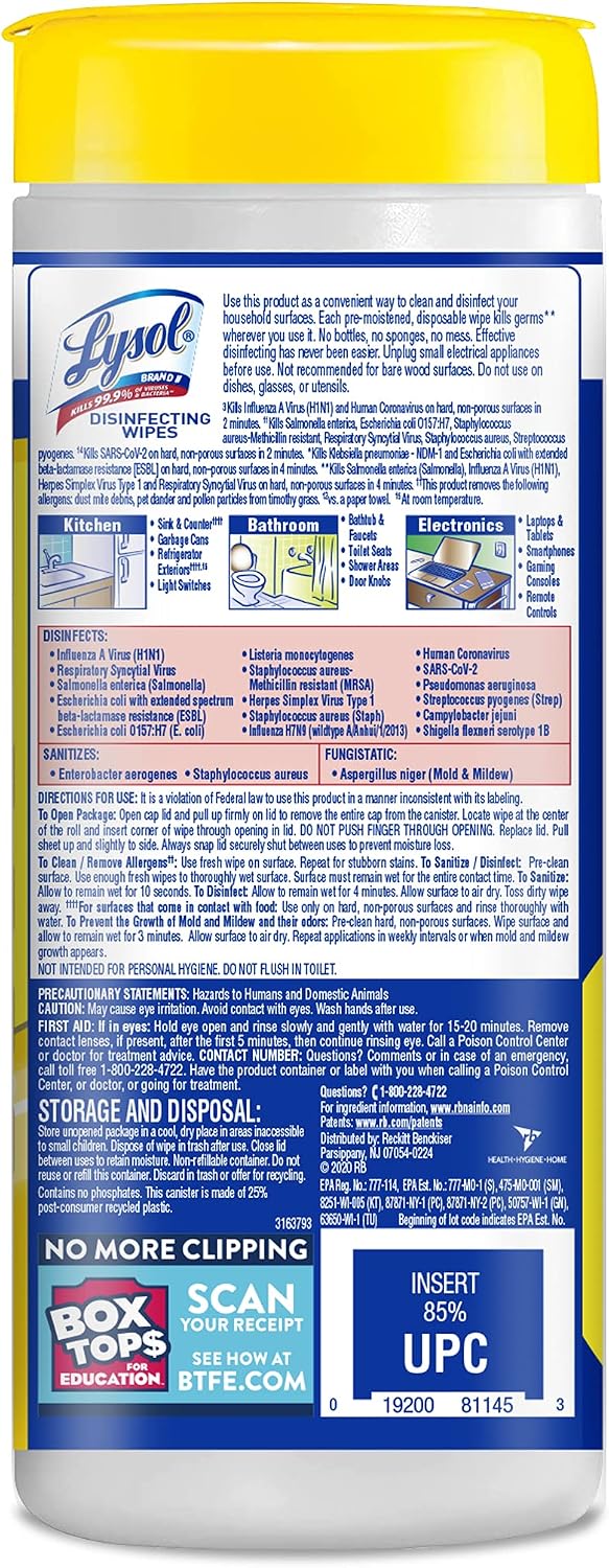 Lysol Disinfectant Wipes, For Disinfecting, Deodorizing, and Cleaning, Lemon & Lime Blossom, 35ct