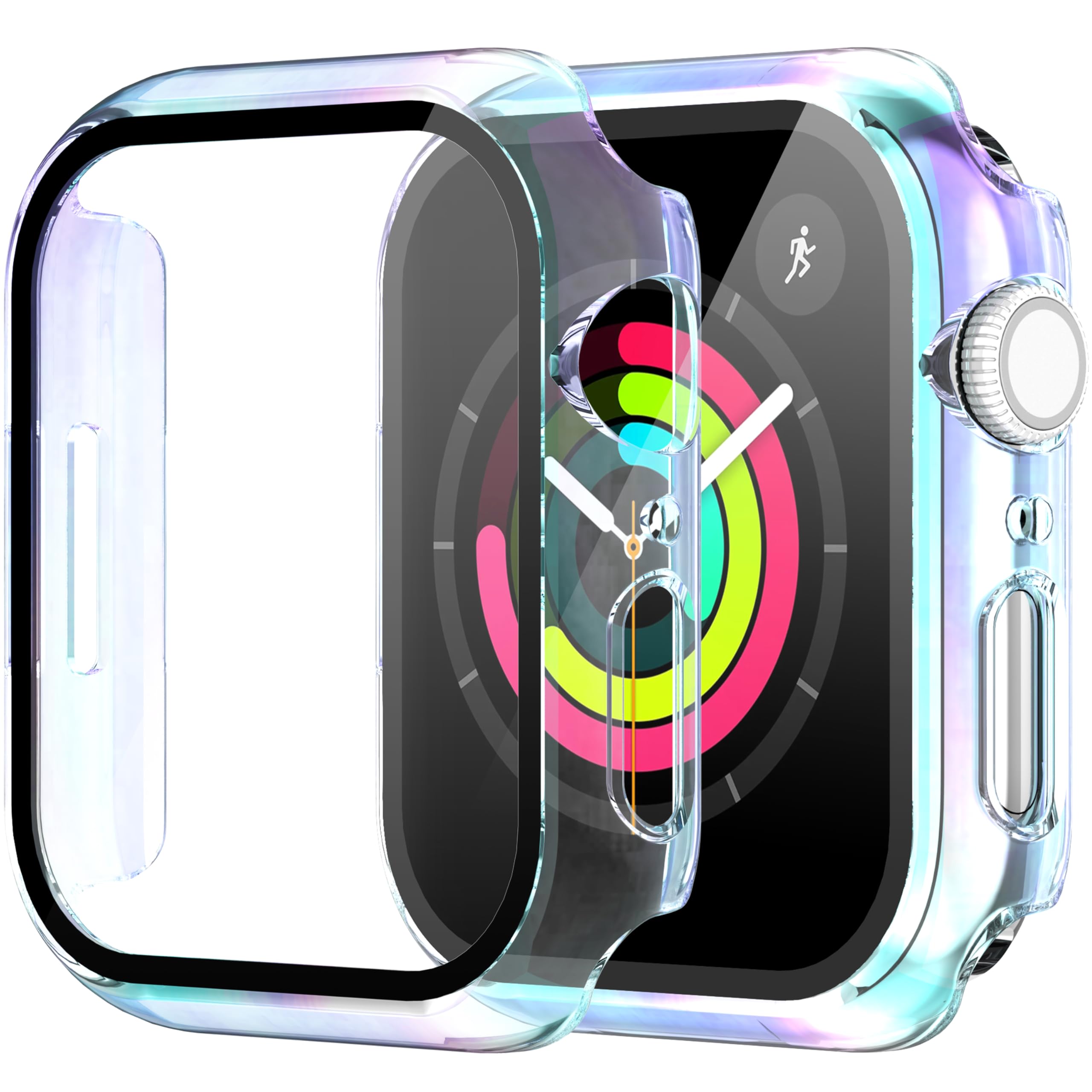 Diruite 2-Pack for Apple Watch Series 3/2/1 38mm Case, Ultra-Thin All-Around Tempered Glass Screen Protector Protection Cover for iWatch 38mm - Black