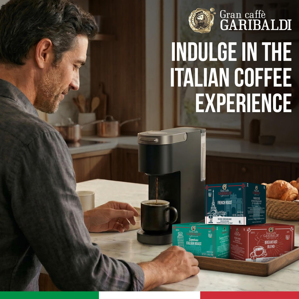 Caffè Garibaldi Colombian Coffee Pods, for Keurig K-Cup Brewers, Single Serve Cups with 100% Arabica Blend for Coffee Makers, 12 Count Recyclable Pods - Medium Roast