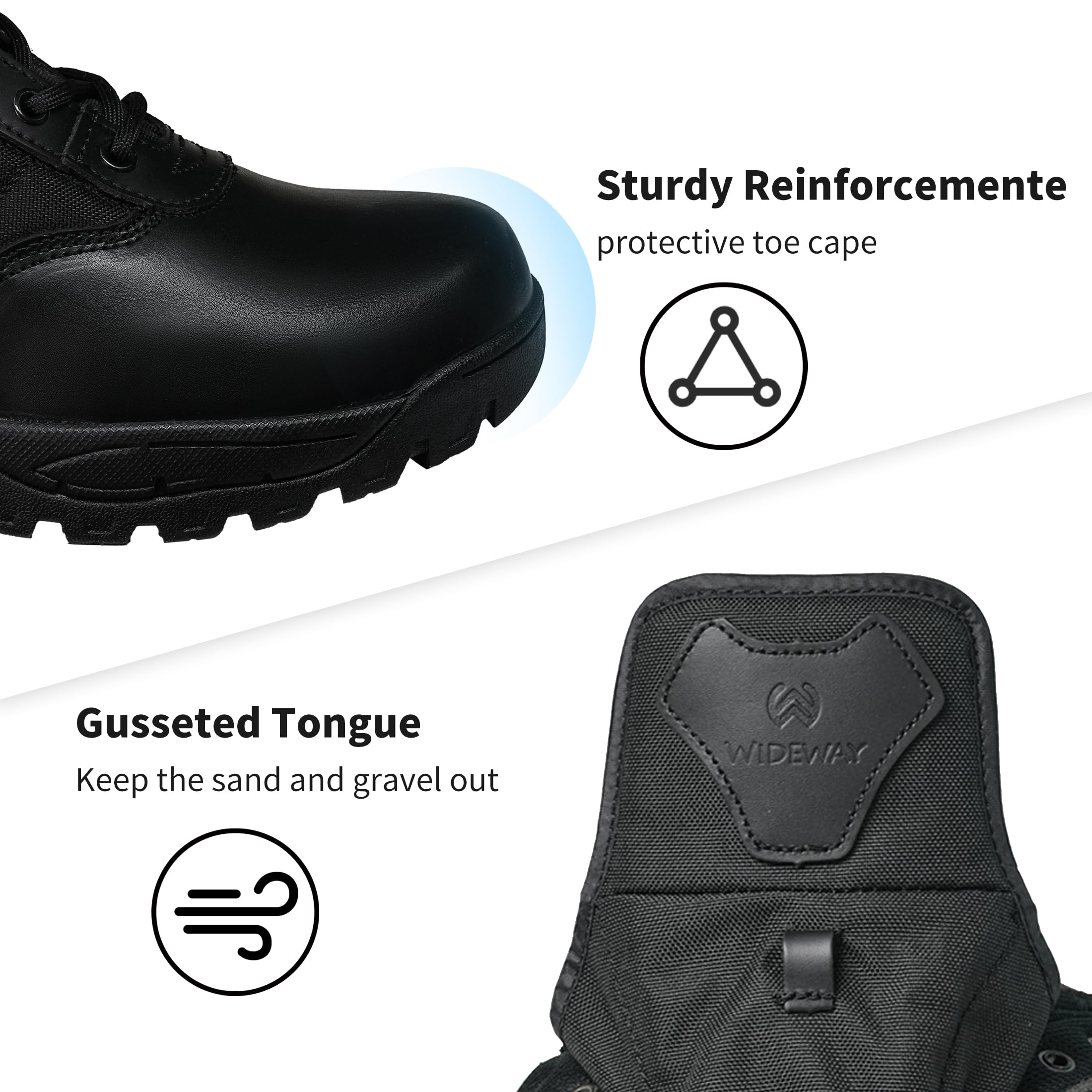Men's Tactical Boots 8 Inch Side Zipper Military Combat Boots Leather Duty Work Boots for Men Police Motorcycle