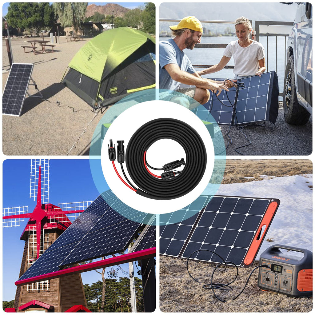 3FT 10AWG Solar Panel Extension Cable with Female and Male Connectors, Solar Cable for Solar Panels, Charge Controllers and Solar Generator (10AWG, 3FT)