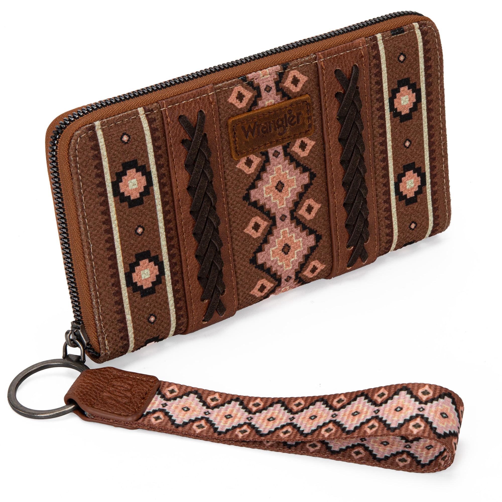 Wrangler Wallet Purse for Women Western Aztec Clutch Wristlet Wallet with Credit Card Holder