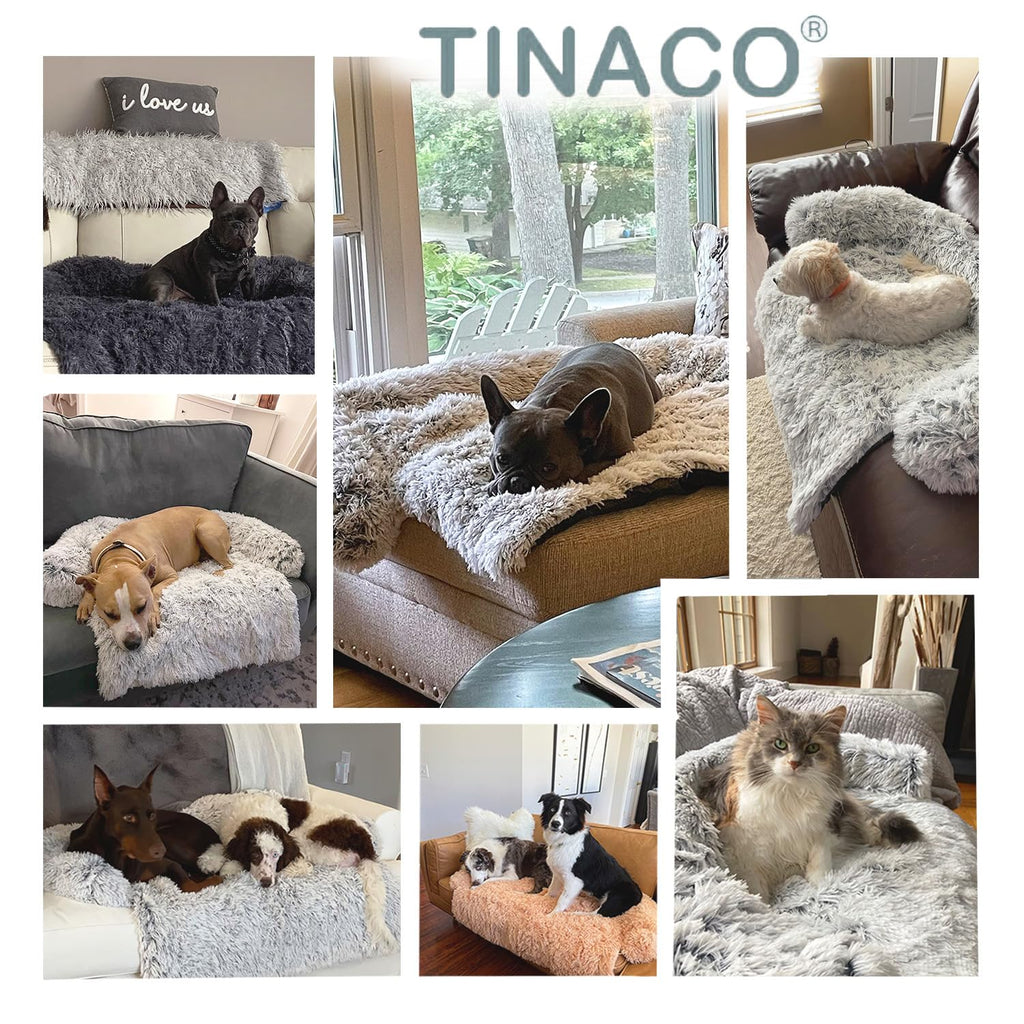 Luxurious Calming Dogs/Cats Bed Mats, Dog Pad Washable Removable Couch Cover, Plush Long Fur Mat for Pets, Waterproof Lining, Perfect for Small, Medium and Large Dogs and Cats (Beige, 31"x23")