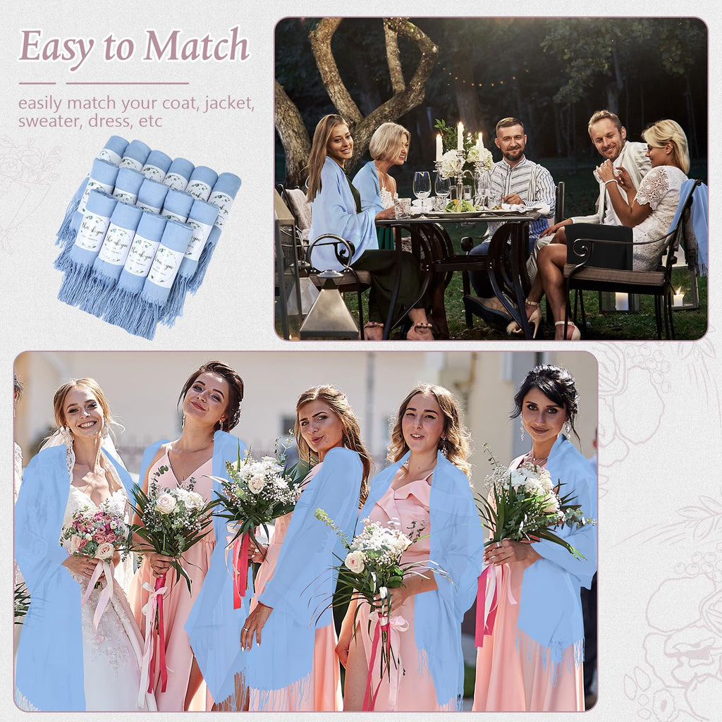 Ramede 50/100 Bulk Wedding Shawl Scarf for Women 79 x 28 Guests Shawl Wraps Gifts for Women Bridal Shawls with Thank Cards